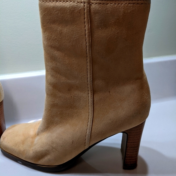 Butter Soft Women's Tan Suede Square Toe Heeled Boot - Size 7 - Picture 2 of 8
